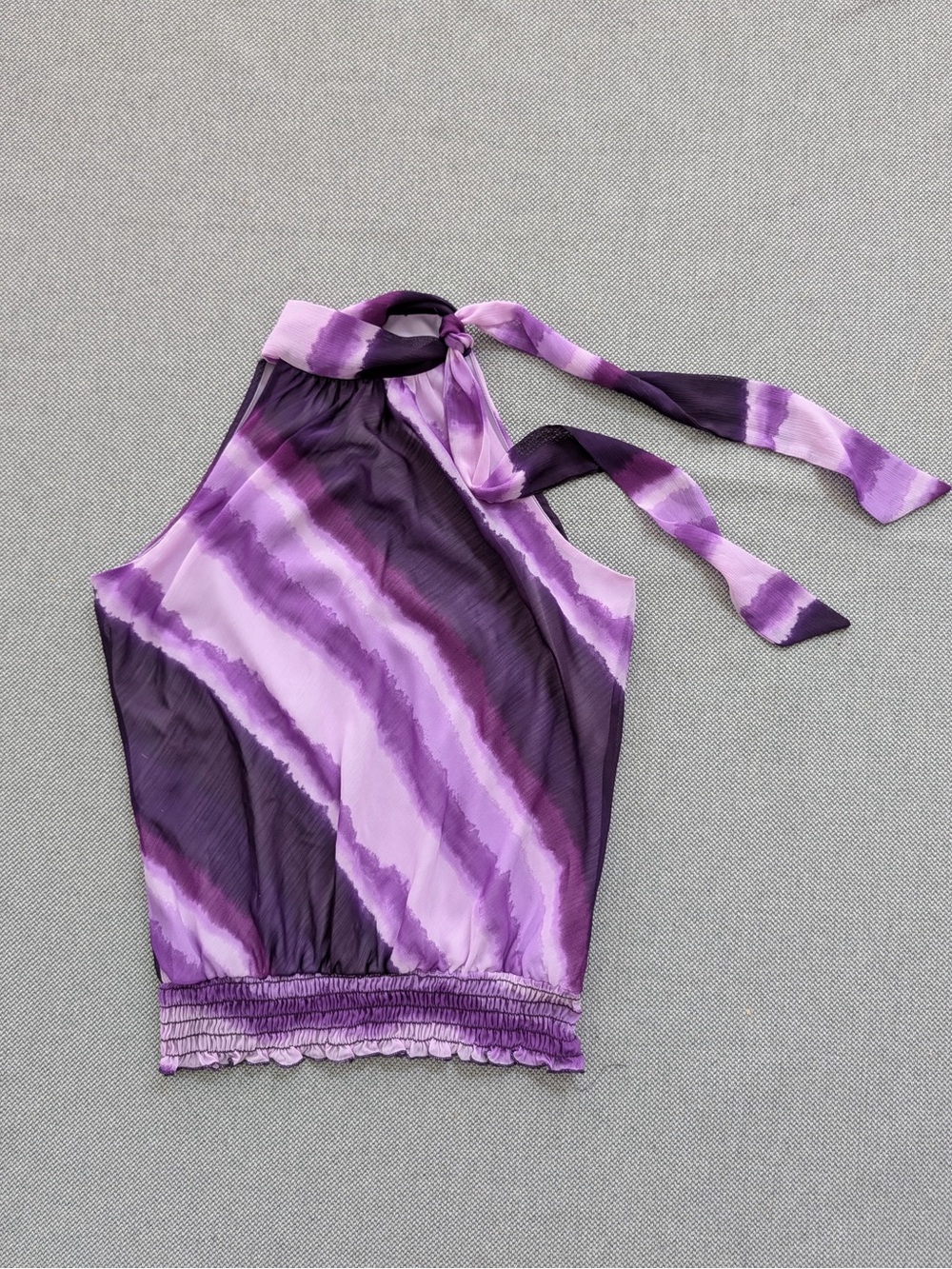 Heart Soul Purple Tie-Dye Halter Camisole with Neck Tie
